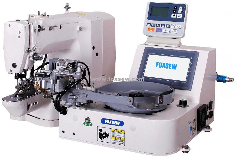 Button Attaching Sewing Machine with Auto-Feeder Device