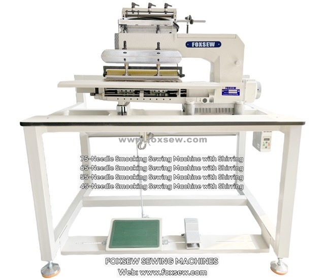 75-Needle Double Chainstitch Smocking Sewing Machine with Shirring