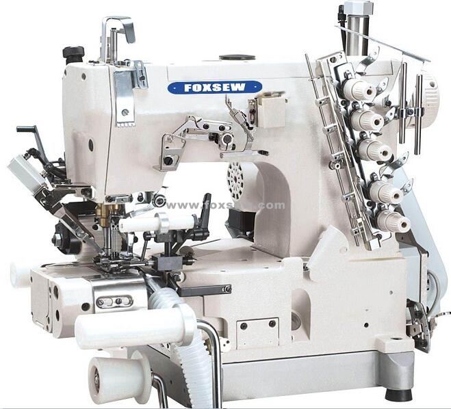 Cylinder Bed Interlock Sewing Machine with Right Side Cutter and Tension Roller