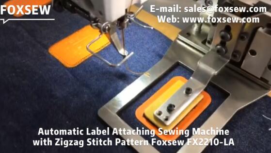 Automatic Label Attaching Sewing Machine with Zigzag Stitch