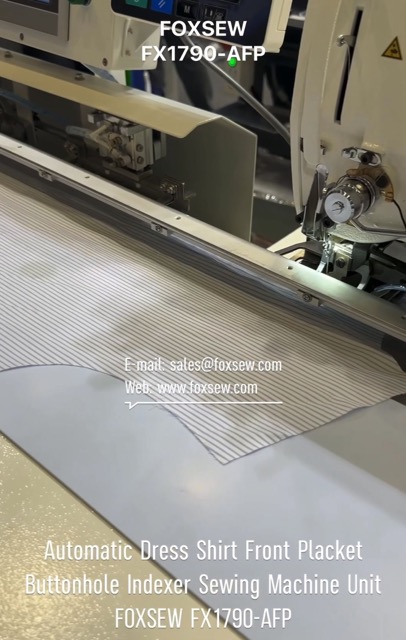 Automatic Dress Shirt Front Placket Buttonhole Indexer Sewing Unit