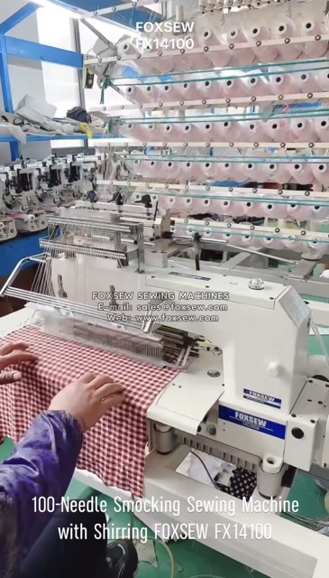 75-Needle Double Chainstitch Smocking Sewing Machine with Shirring