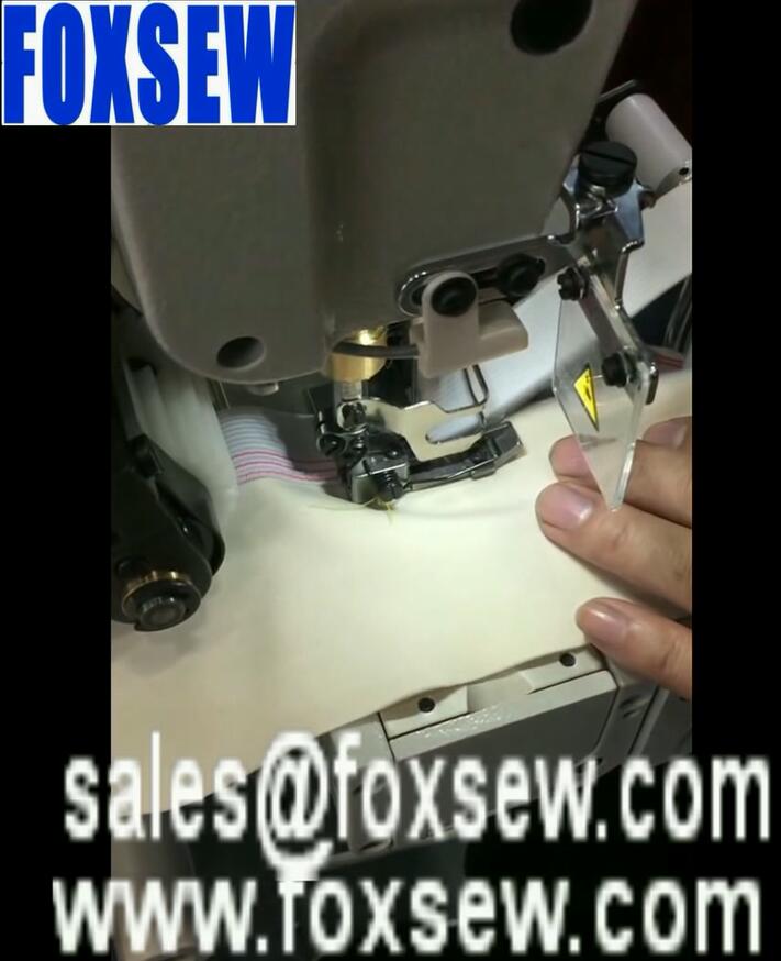 Cylinder Bed Interlock Sewing Machine with Right Side Cutter and Rear Puller for Elastic Attaching