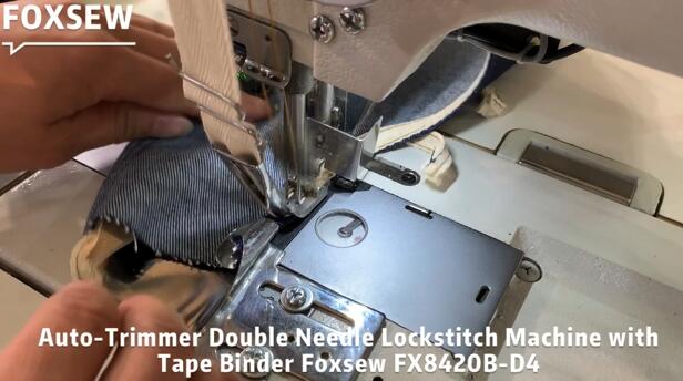 Auto-Trimmer Double Needle Lockstitch Machine with Tape Binder