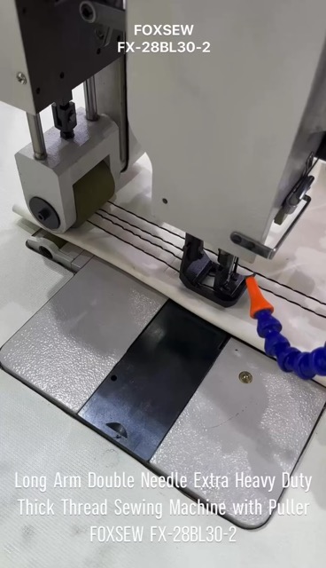Long Arm Double Needle Triple Feed Extra Heavy Duty Thick Thread Sewing Machine with Puller