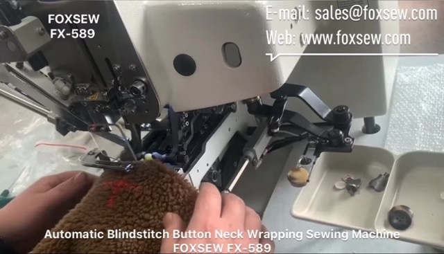 Automatic Blind Stitch Button Neck Wrapping Sewing Machine