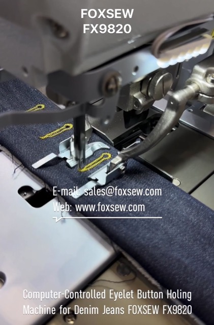 Computer-Controlled Eyelet Button Holing Machine for Denim Jeans