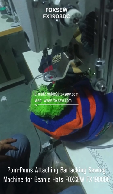 Pom-Poms Attaching Bartacking Sewing Machine for Beanie Hats