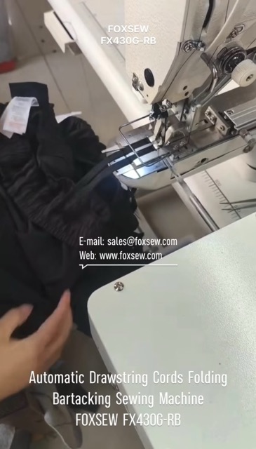 Automatic Drawstring Cords Folding Bartacking Sewing Machine