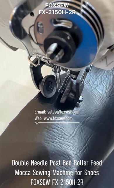Double Needle Post Bed Roller Feed Mocca Sewing Machine for Shoes