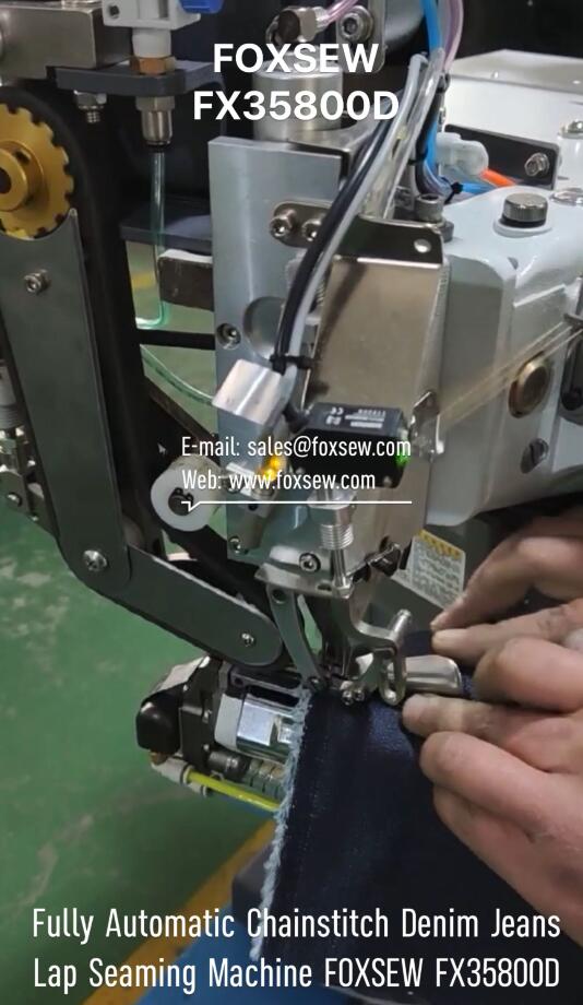 Fully Automatic Feed off the Arm Chain Stitch Denim Jeans Lap Seaming Sewing Machine