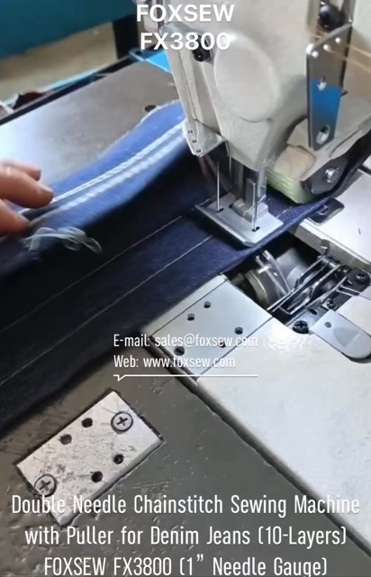 Double Needle Chainstitch Sewing Machine with Puller for Denim Jeans
