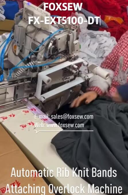 Automatic Rib Knit Bands Attaching Overlock Sewing Machine