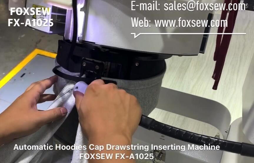 Automatic Hoodie Caps Drawstring Inserting Machine