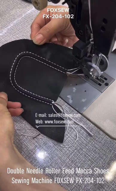 Double Needle Roller Feed Mocca Shoes Sewing Machine
