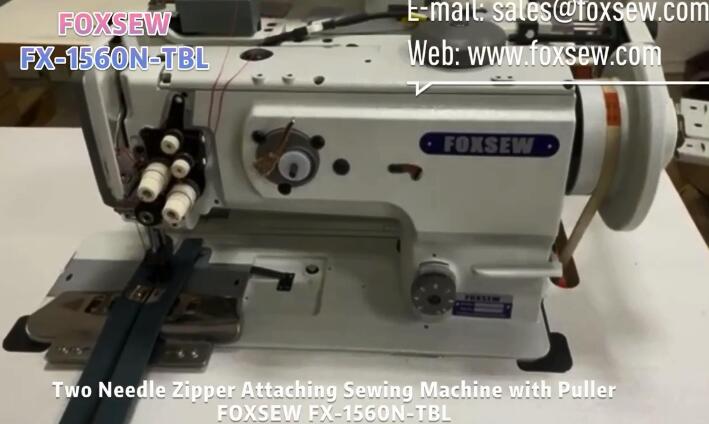 Two Needle Zipper Attaching Sewing Machine with Puller