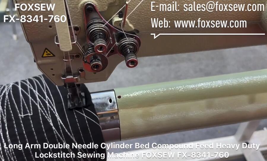 Long Arm Double Needle Cylinder Bed Compound Feed Heavy Duty Lockstitch Sewing Machine