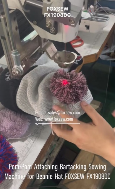 Pom-Pom Attaching Bartacking Sewing Machine for Beanie Hats