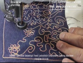 Handle Operated Universal Feed Lockstitch Embroidery Sewing Machine