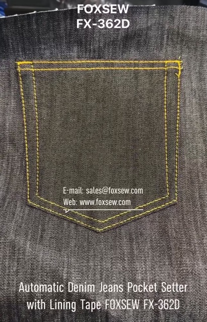 Automatic Denim Jeans Pocket Setter with Lining Tapes