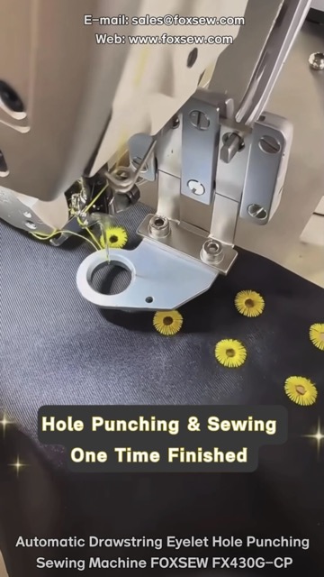 Automatic Drawstring Eyelet Hole Punching Sewing Machine