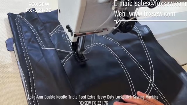 Long Arm Double Needle Triple Feed Extra Heavy Duty Lockstitch Sewing Machine