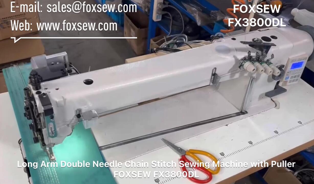 Long Arm Double Needle Chain Stitch Sewing Machine with Puller