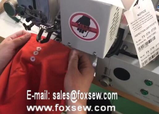 Automatic Button Attaching Machine with Bobbinless Sewing Head