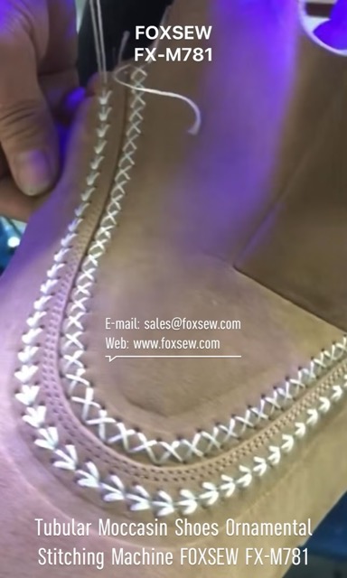 Tubular Moccasin Shoes Ornamental Stitching Machine
