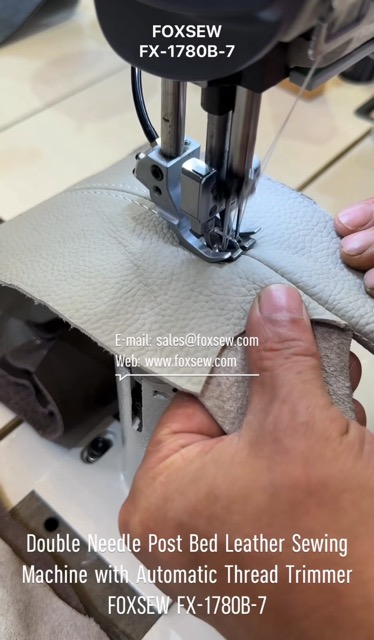 Double Needle Post Bed Leather Upholstery Sewing Machine with Automatic Thread Trimmer