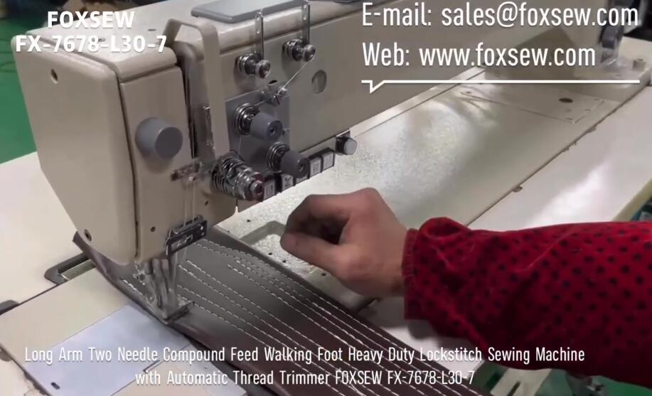Long Arm Two Needle Compound Feed Heavy Duty Sewing Machine with Automatic Trimmer