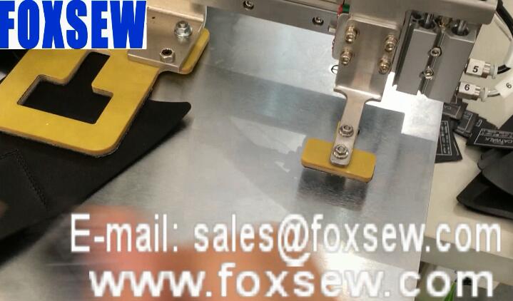 Automatic Label Attaching Sewing Machine with Side Sliding Presser Foot