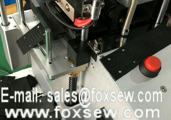 Automatic Webbing Cutting Machine Hot Knife with Hole Puncher 2 Holes Punching Device