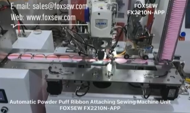 Automatic Powder Puff Ribbon Attaching Sewing Machine