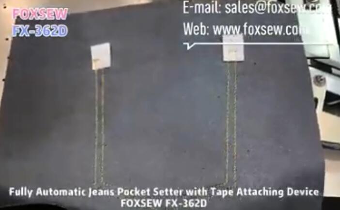 Automatic Jeans Pocket Setter with Tape Attaching Device