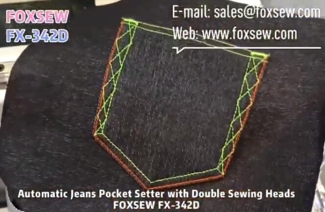 Automatic Jeans Pocket Setter with Double Sewing Heads
