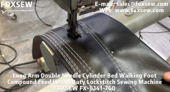 Long Arm Double Needle Cylinder Bed Walking Foot Compound Feed Heavy Duty Lockstitch Sewing Machine