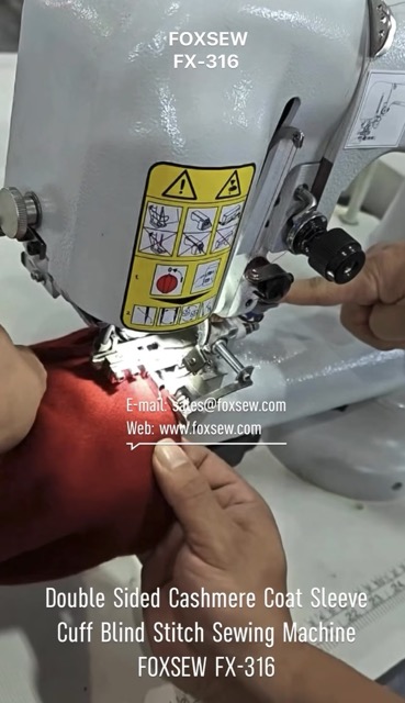 Double Faced Cashmere Overcoat Sleeve Cuff Blind Stitch Sewing Machine