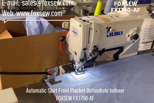 Automatic Shirt Front Placket Buttonhole Indexer
