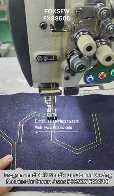 Programmed Split Needle Bar Corner Sewing Machine for Denim Jeans