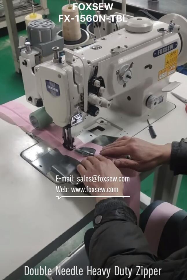 Double Needle Heavy Duty Zipper Attaching Sewing Machine with Puller