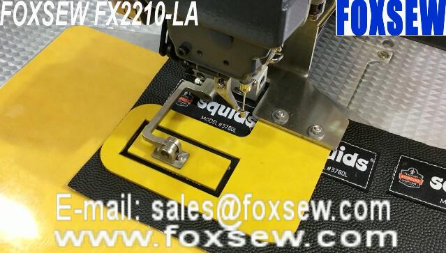 Automatic Label Attaching Sewing Machine with Fliping Presser Foot