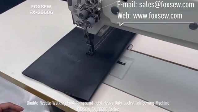 Double Needle Walking Foot Compound Feed Heavy Duty Lockstitch Sewing Machine