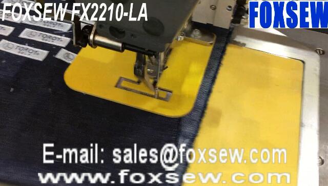 Automatic Label Attaching Pattern Sewer with Side Sliding Presser Foot